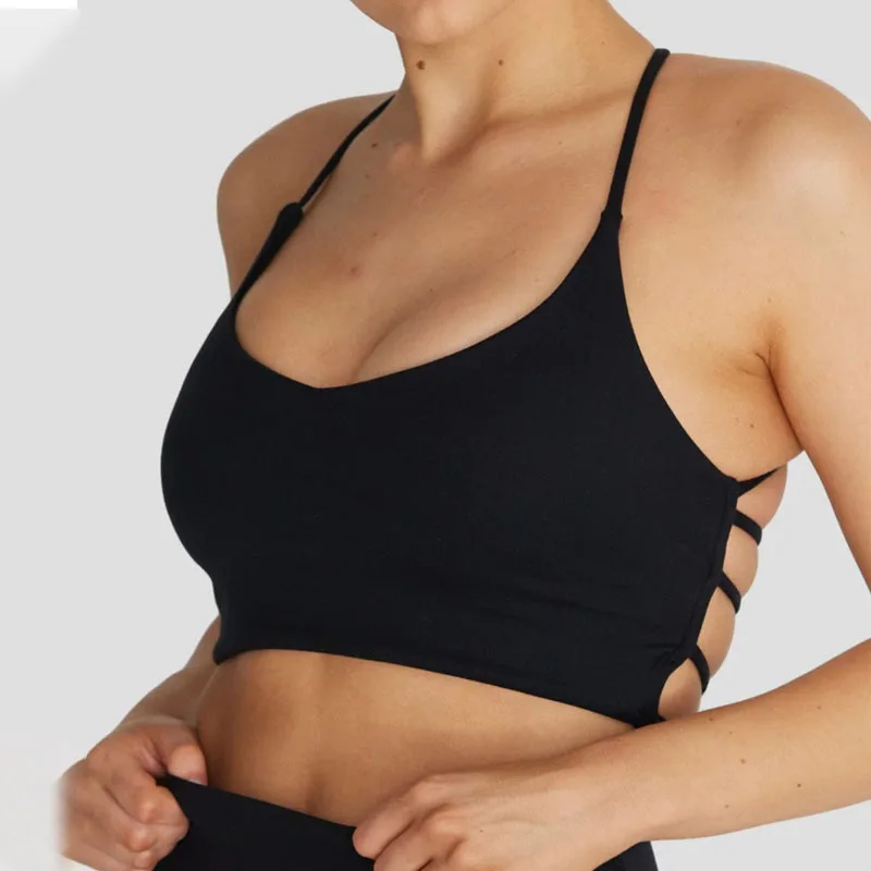 soutien gorge de sport pour femmes, dos croisé, sous vêtement respirant pour fitness, yoga