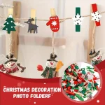 Mini Clips de noël en bois, 50 pièces, épingles en bois festives pour suspendre des photos, décorations de mariage, cadeaux de fête, ornements d&rsquo;arbre de noël