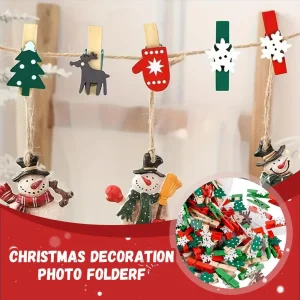 Mini Clips de noël en bois, 50 pièces, épingles en bois festives pour suspendre des photos, décorations de mariage, cadeaux de fête, ornements d&rsquo;arbre de noël