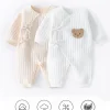 tenue une pièce 100% coton pour garçons et filles, barboteuse à manches longues pour nouveau né, combinaison fine en tricot solide pour les saisons