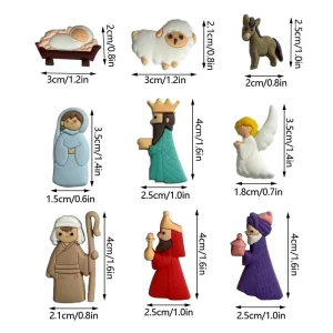 Ensemble d&rsquo;aimants de réfrigérateur de Noël en PVC, accessoires de bricolage, patch de réfrigérateur, décorer votre réfrigérateur ou étui de téléphone sans aimant, Jésus, 9 pièces