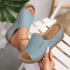 femmes chaussons compensés été 2025 nouvelle mode pantoufles bout ouvert respirant sandales confortable boucle femme chaussures diapositives femmes