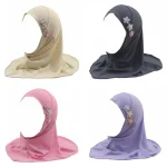 Écharpe de sauna islamique pour enfants, Hijab pour filles musulmanes, châles arabes aléatoires, couverture complète, casquettes turban, document de fleurs, Ramadan, Eid Amira
