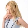bandeau élastique torsadé pour femmes, tresses à la mode, avec ceinture réglable, synthétique, noir, or, coiffure tressée