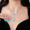 drejew diamant incrusté bleu goutte d'eau ensemble de bijoux pour les femmes léger luxe haut de gamme tempérament boucles d'oreilles de mariage collier ensembles