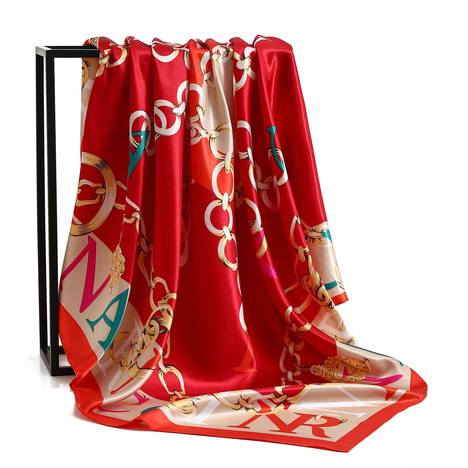 injplanchers f foulard de sauna vintage quatre saisons pour femme, Écharpe de cheveux, hijab, bandana de luxe, 90x90cm