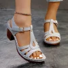 sandales à talons hauts pour femmes 2025summer nouvelles sandales à talons compensés sandales en cuir rétro dames sandales à plate forme décontractée sandalias mujer