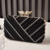 pochette en perles pour femmes, sac à bandoulière brillant pour soirée, pochettes élégantes à rayures en cristal