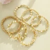 ensemble de bracelets de perles faits à la main pour femmes, couleur or, polyvalent, géométrique ccb, élastique, rétro, pour couples, bijoux de plage, cadeau, 6 pièces