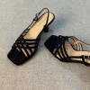 sandales à talons pour femmes, chaussures élégantes à bout carré, pantoufles d'été de styliste, escarpins de fête, nouvelle collection 2025