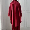 ensemble 2 pièces abayas à capuche et jupe pour femmes musulmanes, robes hijab, vêtement de prière eid ramadam, vêtements islamiques rose noir