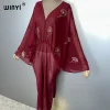 winyi chaud strass perspective sexy col en v robe musulmane abaya dame plage couvrir maillots de bain mode caftan abaya dubaï luxe