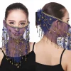 voile de danse avec perles pour femmes, rideau de visage à pampilles