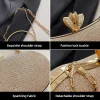 mini sac de soirée brillant avec chaîne en strass, pochette de luxe en métal à paillettes, pochette élégante pour robe de mariée, sac de banquet de fête