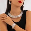 ensemble de bijoux en fil métallique multicouche, boucles d'oreilles élégantes, bague, accessoires de bijoux, collier exagéré, cadeau en alliage de style coréen