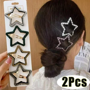 Épingles à cheveux en biscuits étoile brillante pour filles et femmes, pince à cheveux en pentagramme, épingles à cheveux exquises, barrettes, accessoires pour cheveux, nouvelle mode