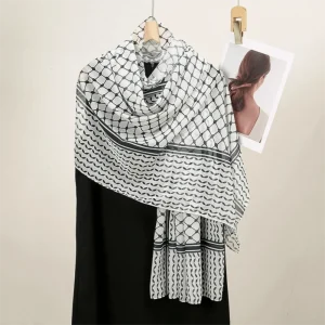 Foulard Keffiyel imprimé à carreaux doux, écharpe Hijab longue et fine en mousseline de soie, châles et enveloppes de protection solaire, foulard islamique quotidien