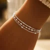 bracelets de perles en argent sterling 925 pour femmes, luxe coréen multicouche, chaîne réglable, bijoux fins de fête, cadeaux