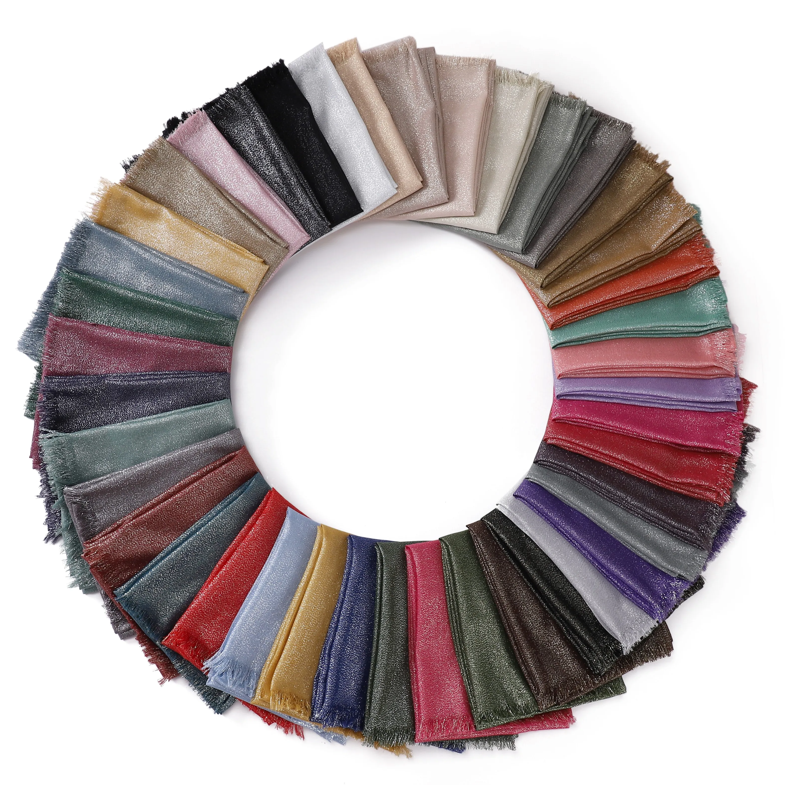 Dernier Écharpe Brillante en Tissu Rayonne pour Femme, Châle de Tête en Fil de Fer localité et Argenté, Hijab à Franges