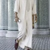 Abaya-Robe musulmane blanche brodée pour homme, style ethnique décontracté, Ramadan, crème, Zina, Islam, Kameez, Galabia, printemps, nouveau, 2025