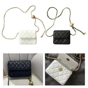 Sac de ceinture en cuir élégant avec chaîne pour femmes, sac de poitrine à la mode, Mini porte-monnaie, pochette de soirée Y2k, sac banane, sacoche à bandoulière, sac à main quotidien