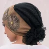 musulman sous écharpe chapeau cancer chimio chapeaux turbante mujer broderie turban casquette pour femmes été respirant bandeau bonnet