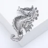 broches hippocampe en strass pour femmes, Épingles colorées de la vie marine, sac à dos de ixde banquet, cadeaux, accessoires de bijoux, unisexe