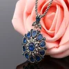 Argent plus récent collier en résine magnifique cristal Vintage bijoux pour femmes cadeaux collier femmes bijoux bohême pendentif