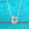 Smyoue – collier Moissanite plaqué or blanc 1-10CT pour femmes, pendentif classique à quatre griffes, bijoux de mariage en argent Sterling 925
