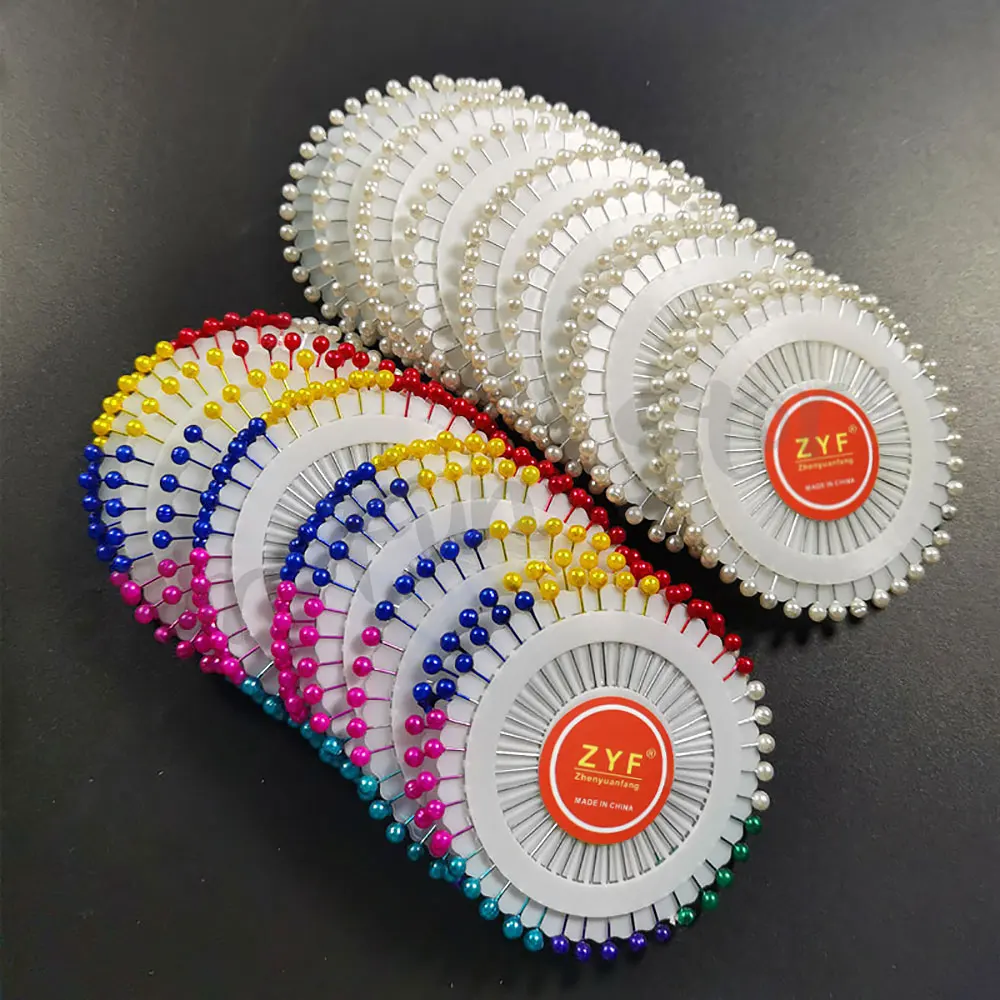 Pour Fun 480 pièces épingles à tête de perle colorée positionnement aiguilles de perle broche ronde disque tailleur couture aiguille de positionnement broche à grande tête