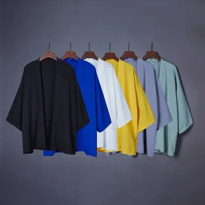 2025 Kimono femmes Haori Yukata femme japonais Kimono Cardigan Cosplay Kawaii chemise douce couleur Pure hommes samouraï vêtements veste