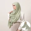 hijab en mousseline de soie instantané de qualité supérieure avec boucle magnétique intégrée, écharpe hijab musulmane de couleur unie pour femme, turban islamique doux, bandeau châle