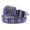 argent hommes femmes unisexe rouge grandes pierres ab western cowboy strass ceinture clouté diamant punk ceinture