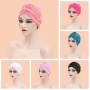 inde chapeau hijabs casquette africaine bandeau dames bandeau femmes perlé turban bonnet couleur unie coton turban chapeau intérieur hijab casquette