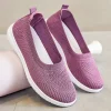 2025 printemps été respirant tricoté chaussures plates pour femmes confortable sans lacet maman chaussures femme sans lacet antidérapant baskets décontractées femme
