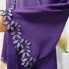 abaya violet élégant de dubaï pour femmes musulmanes – intrument conçu avec une pièce de broderie multicolore dans la mode modeste islamique