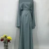 abaya robe maxi luxueuse en satin pour femme musulmane, caftan marocain, vêtement islamique modeste, ramadan, dubaï