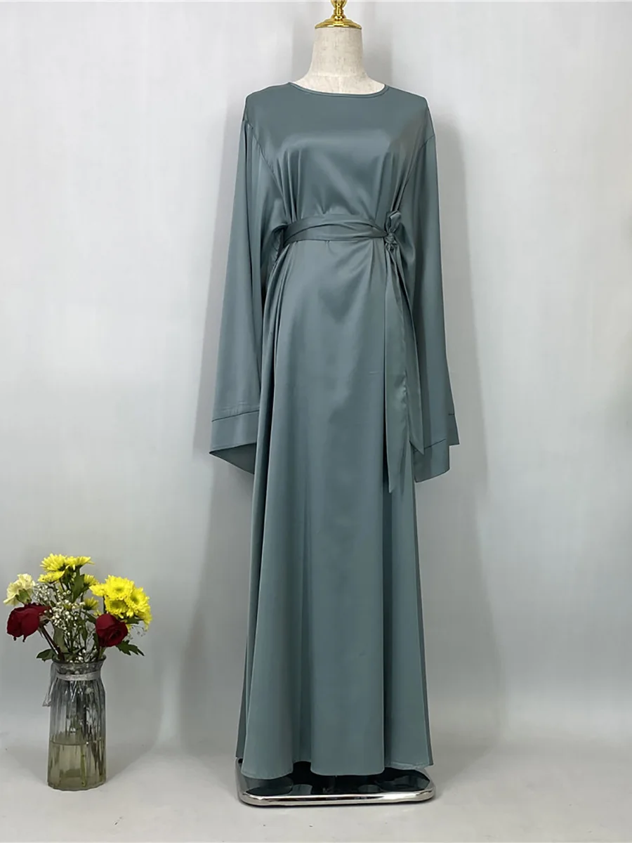 abaya robe maxi luxueuse en satin pour femme musulmane, caftan marocain, vêtement islamique modeste, ramadan, dubaï