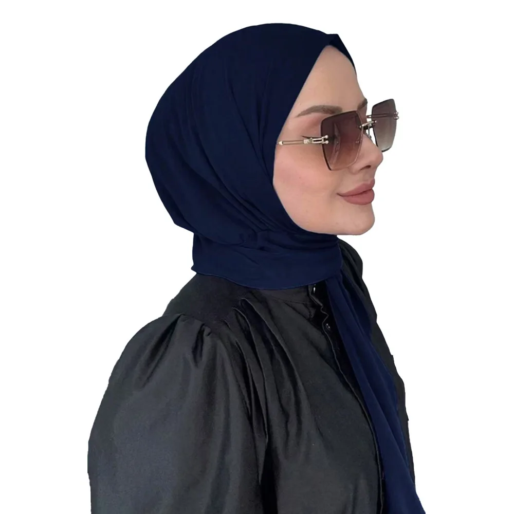 prêt à porter fermeture à pression hijab pour les femmes musulmanes couverture complète bandeau écharpe islam insère turban femme bandeau châle