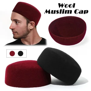 56-58 cm casquettes musulmanes hommes chapeau de prière hiver chaud laine islamique Hijab casquettes arabe Musulman chapeaux casquette vêtements accessoires