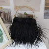 pochettes de soirée de luxe en plumes d'autruche pour femmes, sac à bandoulière avec chaîne, pompon, sac à main de fête de mariage
