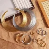 ensemble de bijoux en fil métallique multicouche, boucles d'oreilles élégantes, bague, accessoires de bijoux, collier exagéré, cadeau en alliage de style coréen
