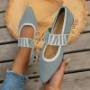femmes ballerines tricotées chaussures décontractées talon bas femme élégante baskets bout pointu mocassins peu profonds vintage sans lacet femmes chaussures