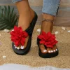 Décoration pantoufles plates décontractées chaussures pour femmes diapositives nouvel été en plein air plage tongs mignon fleur sandales confortables