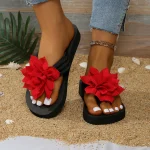 Décoration pantoufles plates décontractées chaussures pour femmes diapositives nouvel été en plein air plage tongs mignon fleur sandales confortables