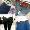 ceinture en cuir pour femmes, avec boucle ronde dorée tressée, ceinture fine décontractée pour étudiantes, accessoires de vêtements pour dames