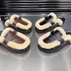pantoufles plates en coton à plateforme pour femmes, mules en fourrure, chaussures d'hiver, diapositives chaudes en peluche, tendance, en cuir souple, décontractées, nouvelle collection 2025