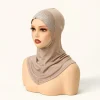 nouvelle couverture complète undercap strass brillants hijab instantané pour les femmes musulmanes solide coton jersey bonnet prêt à porter casquette intérieure