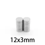 Aimants ronds puissants 12x3mm, aimants puissants pour réfrigérateur, bricolage, bâtiment, scientifique, artisanat, aimants de bureau 12*3 12×3