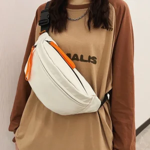 Sac de taille en nylon de grande capacité pour femmes, sac à bandoulière unisexe, sac de poitrine à bandoulière, style de rue, tendance de la mode